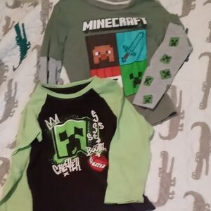 Minecraft Long Sleeve Shirt - Green and Gray